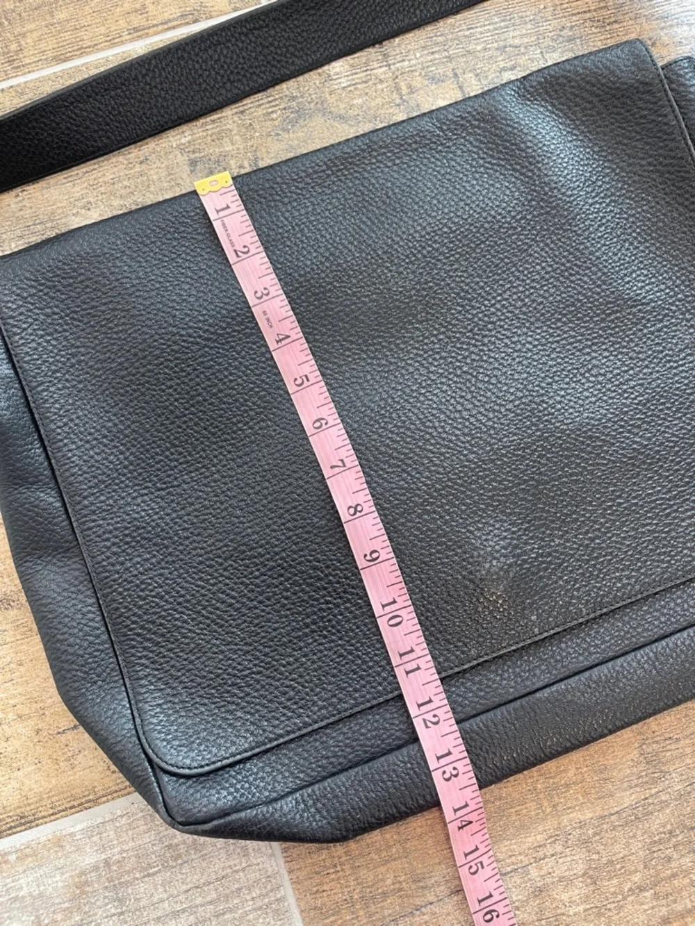 Giorgio Armani Le Collezioni Men's Black Pebbled Leather Messenger Bag